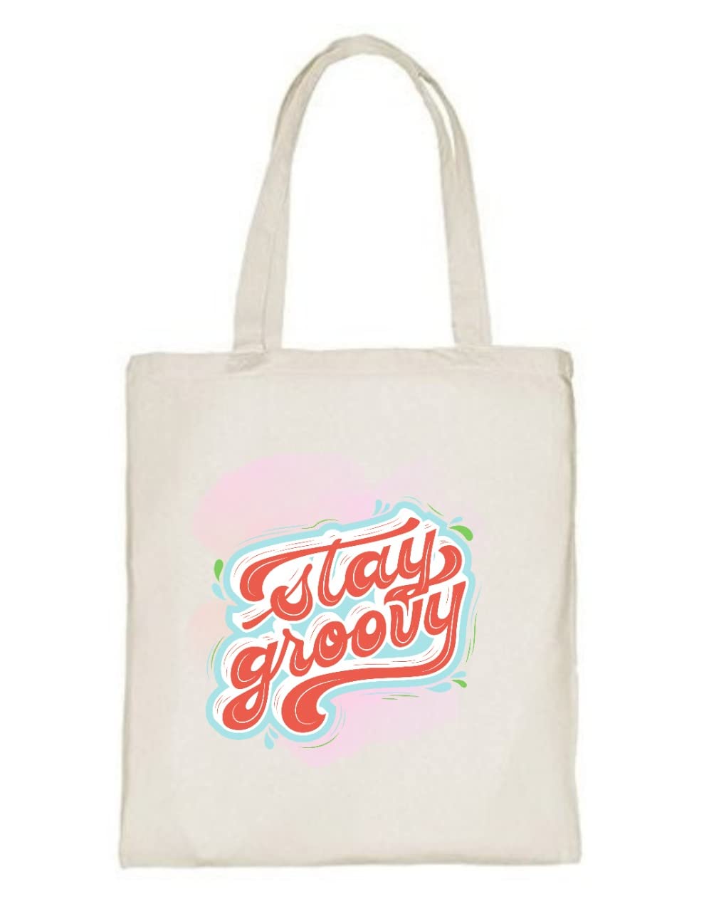 Delhi Printing Co. Stay groovy tote bag|Strong Cotton Bag for Shopping | Canvas Tote Bag for Women & Girls | Stylish Cotton Handbags (DCTBH-142)