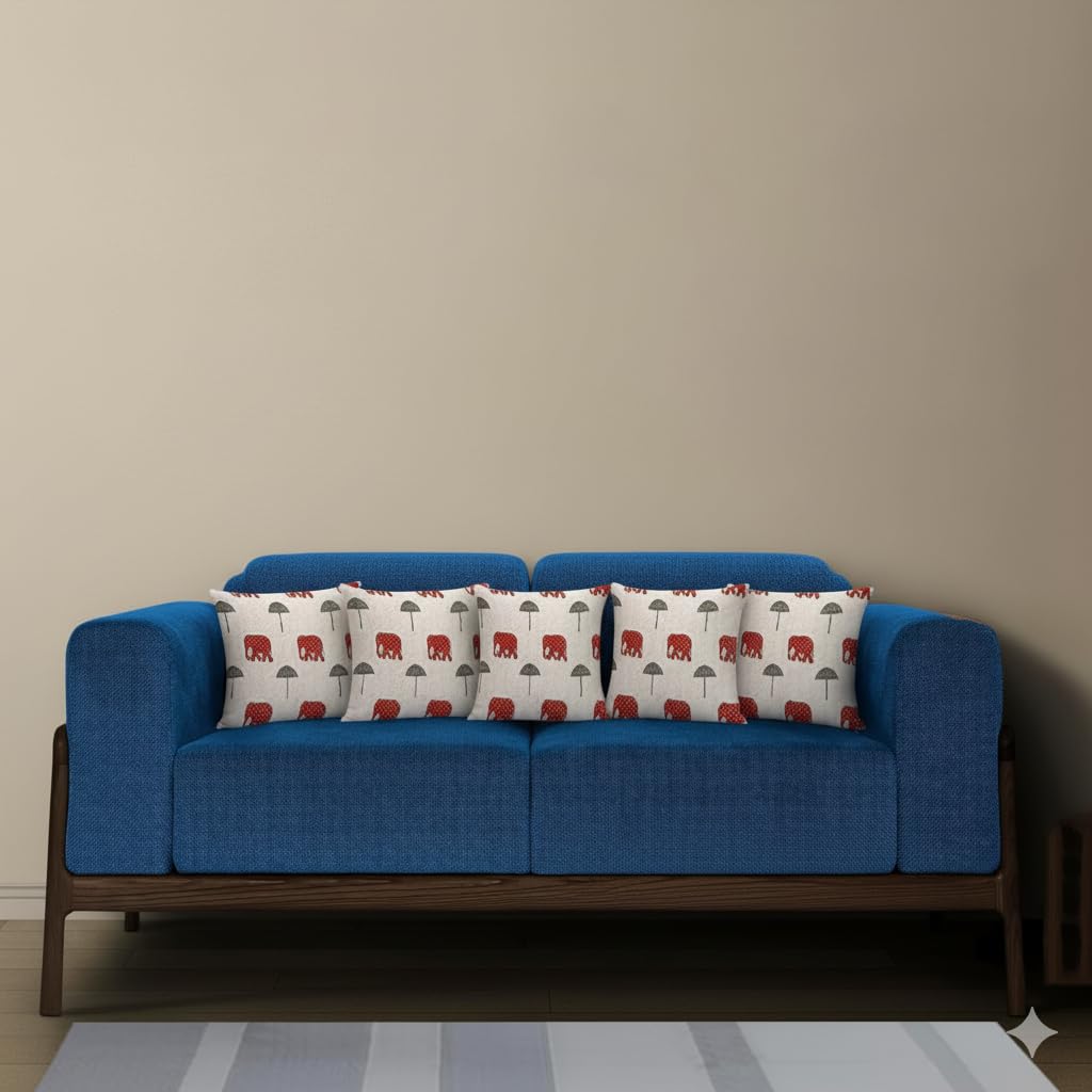 Trance Home Linen Set of 5 Premium Cotton 12x12 inch Cushion Covers for Sofa and Diwan | Throw Pillow/Small Cushion Pillow Covers – (12x12 inch | 30cmx30cm, Ambari Red) – Set of 5