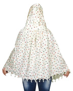 Navvi Pure Cotton Printed White Scarf for Women & Girls | Scarf with Head Cover | Scarves |Bandana| Hijab | Dupatta | Protection from Sunlight, Dust | Usable for Scooty, Bike