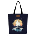 The Purple Tree Eco-Friendly Canvas Tote Bag, Sustainable, Reusable Shopping, Beach, Travel or Everyday Tote, Wide Tote Bag, Ocean Wanderer