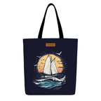 The Purple Tree Eco-Friendly Canvas Tote Bag, Sustainable, Reusable Shopping, Beach, Travel or Everyday Tote, Wide Tote Bag, Ocean Wanderer