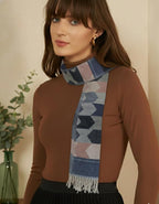 Ravaiyaa - Attitude is everything Women Woolen Ikat Design Casual Warm Winter Wear Muffler Scarf Stole 72x14 Inch (Blue & Multi Color)