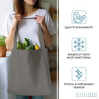 Encasa XO Cloth Tote Bag (Pack of 2) - Grey Colour Canvas Cotton Bag | Reusable-Multi-Pack with Extra Strong 13 Handle | Holds 15 Kgs | Multipurpose Grocery Carry Bag For Men & Women