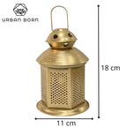 Urban Born Candle Holder for Home Decor | Tea Light Holder | Antique Metal Lantern and Hanging Tealight Holder for Home Decor Items | Tealight Candle Holders for Living Room (Free Tealight)