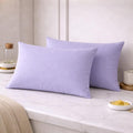 THE HOME STYLE Solid Cotton Feel Pillow Covers (18 x 28 inches, Set of 2 Pcs) | 300 TC | Super Soft & Smooth (Lavender)