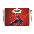 VS GIFTS Customized Table Mat with Name & Design Engraving | Personalized Dining Mat with Spoon & Fork | Customized Birthday Gift for Kids (Spidermen) Kafalo