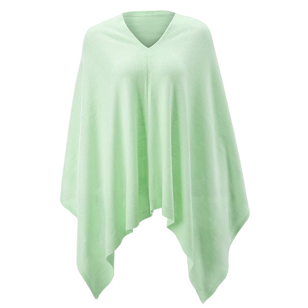 Women Ponchos Sweater Versatile Lightweight Solid Knitted Shawl Wrap Scarf Cape Accessories for Womens Light Green