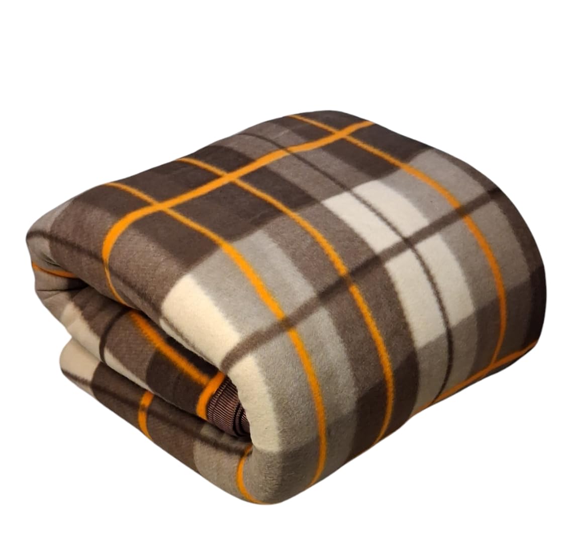 CHANDRAVATI Modern Check Polar Fleece All Season Blanket Single Bed with || Satan Border || 500 TC || Heavy Quality || (Brown, 60x90) Kafalo