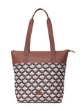 ZOUK Bidri Kaiser Floral Printed Women's Jute Handcrafted Vegan Leather Blue Everyday Tote