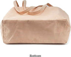 Lyrovo Women Corduroy Shoulder Tote Bag for Work Beach Travel and Shopping Grocery (Beige)