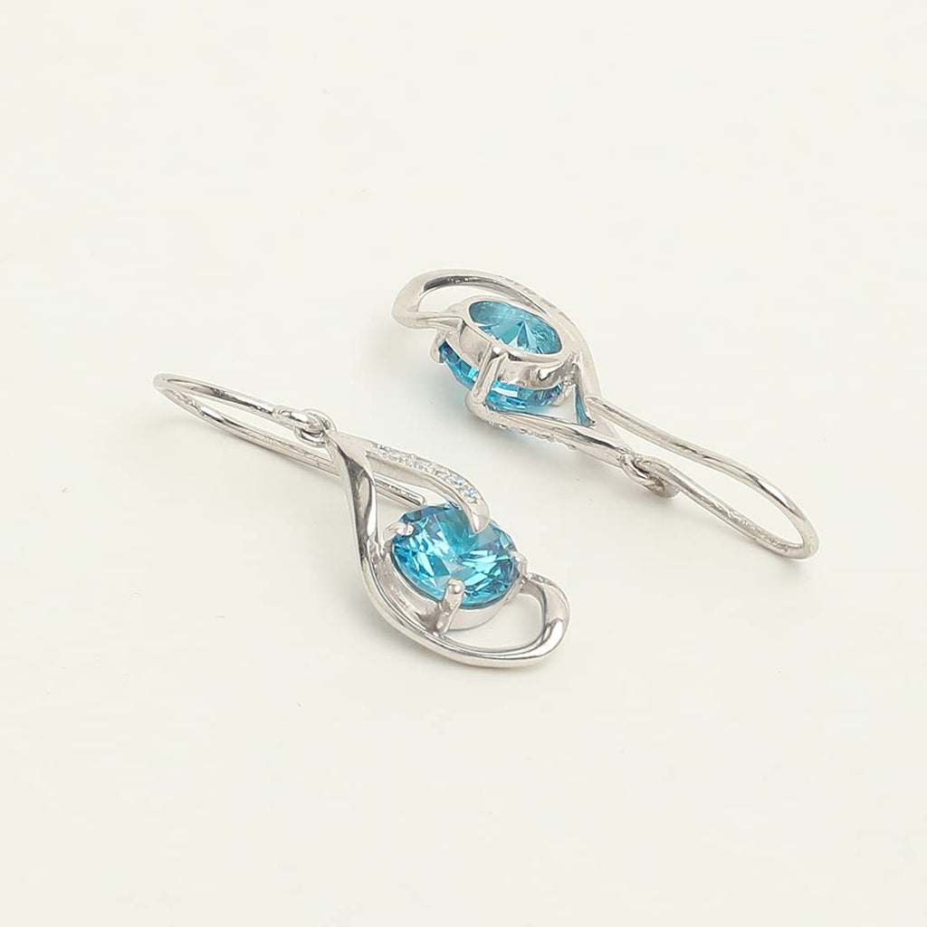 Clara 925 Sterling Silver Sky Blue Eye Pendant Earring Chain Gift for Women