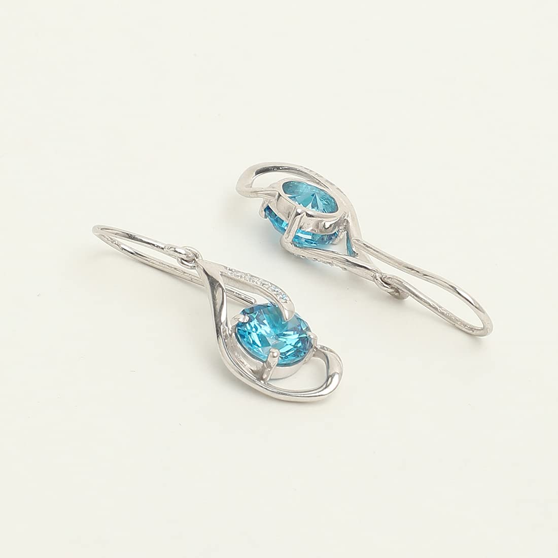 Clara 925 Sterling Silver Sky Blue Eye Pendant Earring Chain Gift for Women