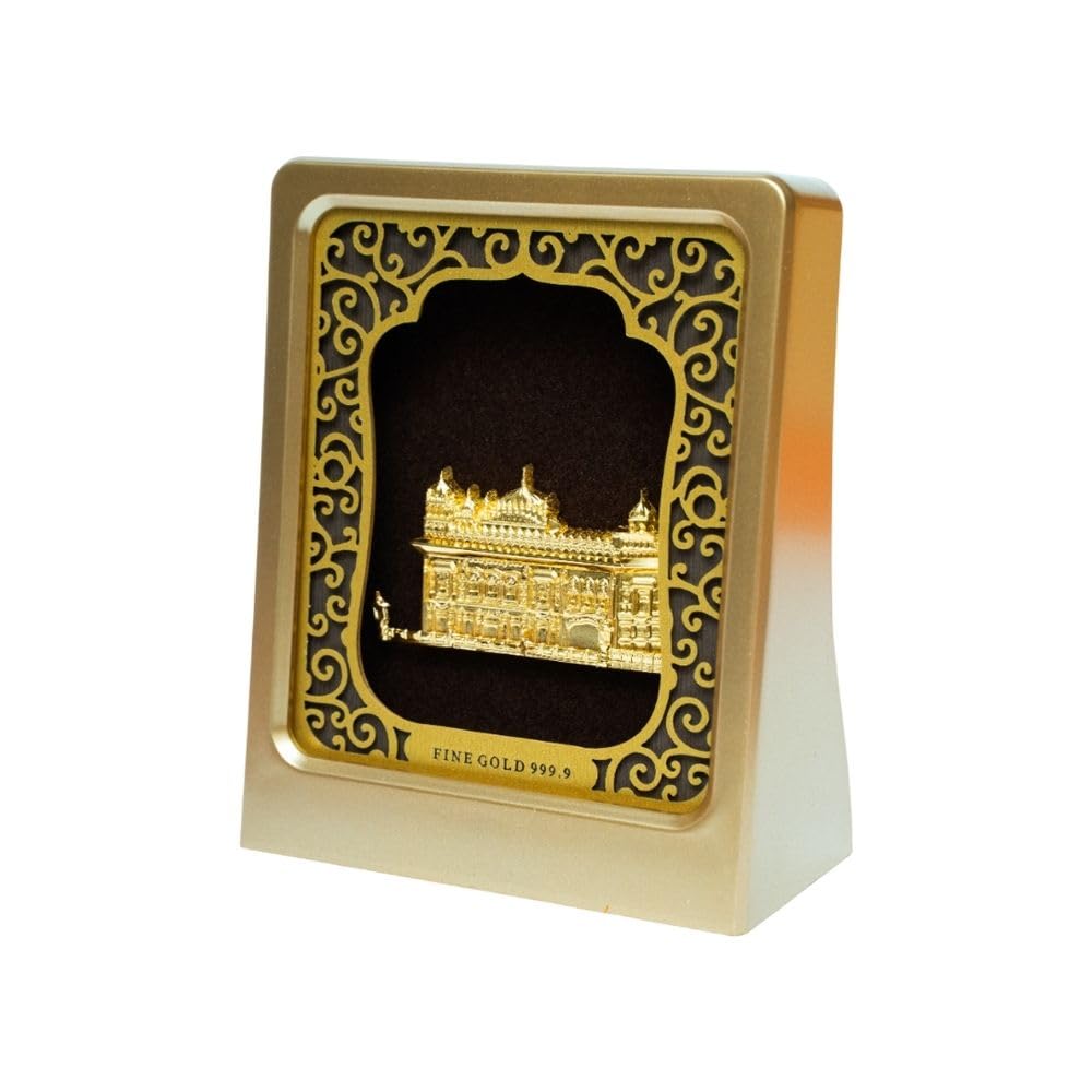 Aarya24KT Elite Gold Table Top Golden Temple |Gold Foil Spiritual Showpiece | Mini Golden Temple Idol for Home, Office & Prayer Décor | Housewarming, Festive & Sikh Religious Gift (9cm x 4cm x 11cm)