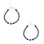 DHRUVS COLLECTION 925 Pure Silver Evil Eye Baby Nazariya Bracelet with Black Crystal Beads for Baby Boys & Girls | First Rakshabandhan Newborn, Infant Gift (Length - 4 Inch, New Born to 6 Months)