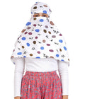 Cambric printed Cotton Head scarf for hair and face skin protection/Usable for vehicle Driver for sunlight UV protection / Free Size for Girls and Women (110 * 80 cm) -(Pack 1- Blue Butta in White)