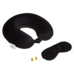Trajectory Travel Neck Pillow with Sleeping Eye Mask Combo for Travelling and Sleeping in Airplane Flight, Cab, Car, Train, Bus for Men and Women Black(As seen on Shark Tank)