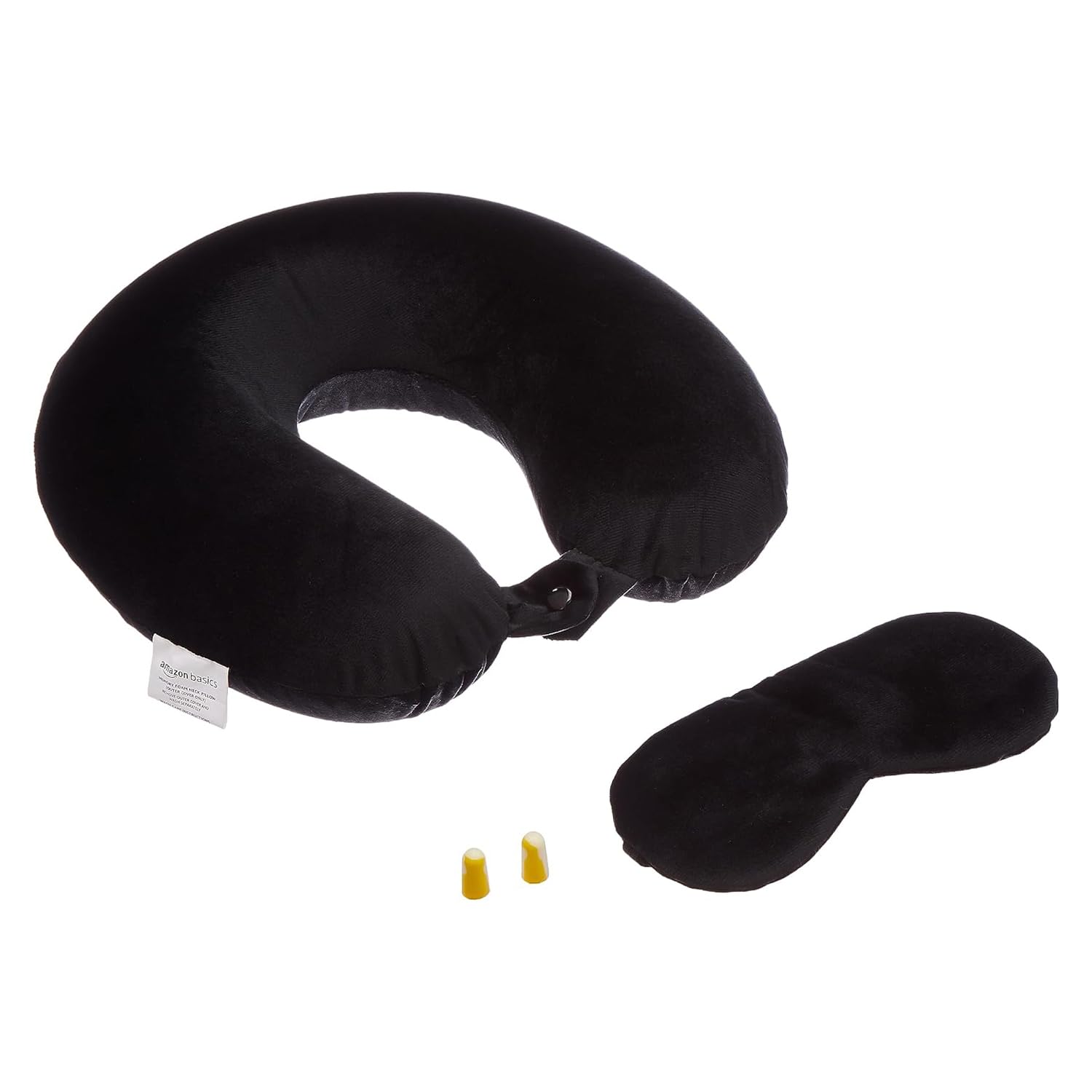 Trajectory Travel Neck Pillow with Sleeping Eye Mask Combo for Travelling and Sleeping in Airplane Flight, Cab, Car, Train, Bus for Men and Women Black(As seen on Shark Tank)