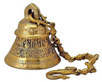 ARTVARKO Ethnic God Lord Vishnu Ghanta Dashavtar Engraved On Brass Metal Hanging Bell with Chain Big Ghanti for Mandir Pooja Home Décor Gift Door