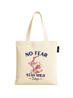 Peach Blossom Women's Printed Cotton Zipper Tote Bags (WHT - NATURE)