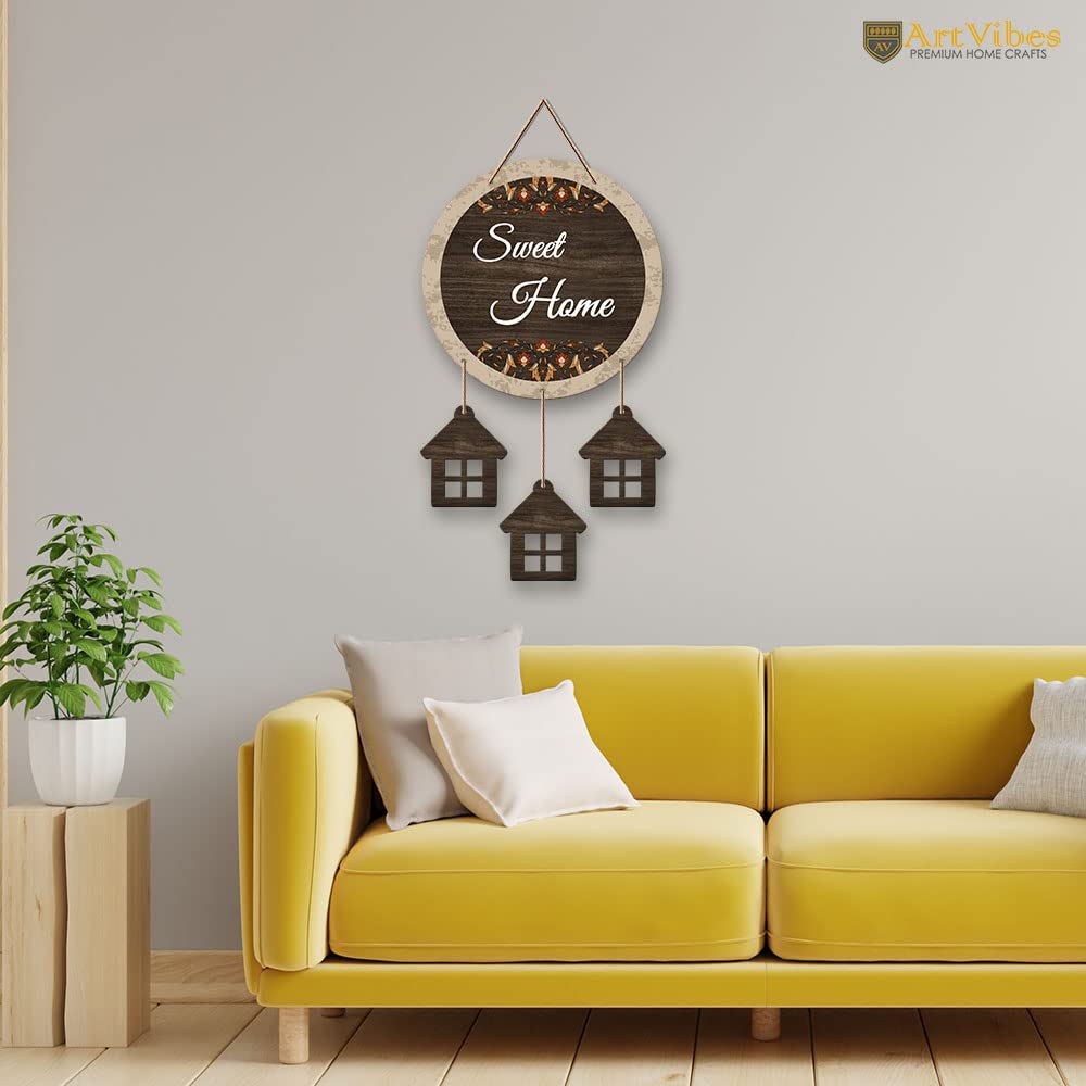 Artvibes Sweet Home Wooden Wall Hangings Decor For Home | Bed Room | Quotes Decor Item | Home Quotes Wall Hanging | Modern Decor Items | Wall Poster | Artworks Hangings | Unique Gift (WH_7209N)