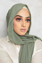 ICW GIRLS GEORGETTE SOLID PLAIN SCARF STOLES SHAWL HIJAB FOR WOMEN 85 X 180 CM (Olive Green), Female