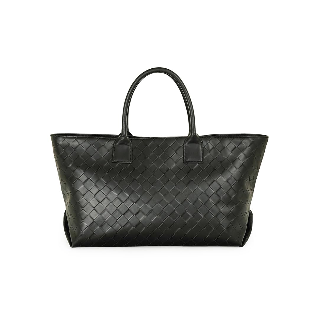 Nautica Women's Large Tote Bag | Durable PU with Quilted Design & Padded Grab Handles Ladies Shoulder Bag | Premium Spacious Handbag with Magnetic Closure for Girls | Black