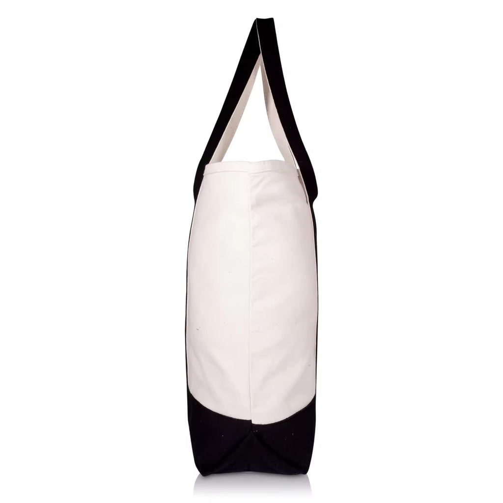 ketmart Cotton Canvas Tote Bag, Reusable Grocery vegetable Shopping Fashionable Two-Tone Cloth Bags for Crafts, DIY Your Creative Designs(Color_Off White)