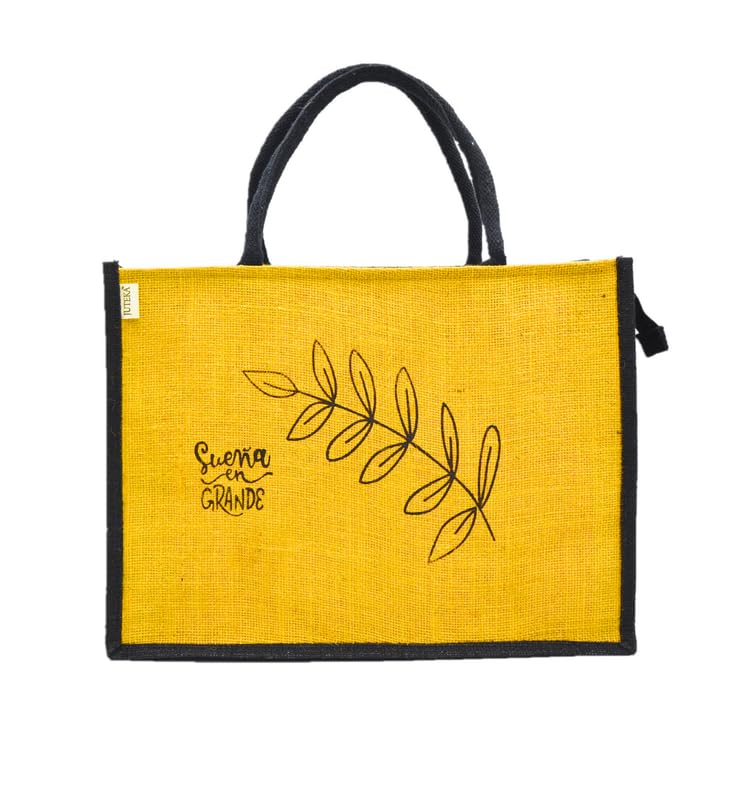 JUTEKA Printed Jute Bag for Lunch, Office, Grocery, Picnic, Tiffin, Shopping Hand Bag with padded cotton handles…