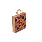Jute Shopping Grocery Printed Bag with Cotton Rope Handle for Men and Women with Zip (Multicolor)