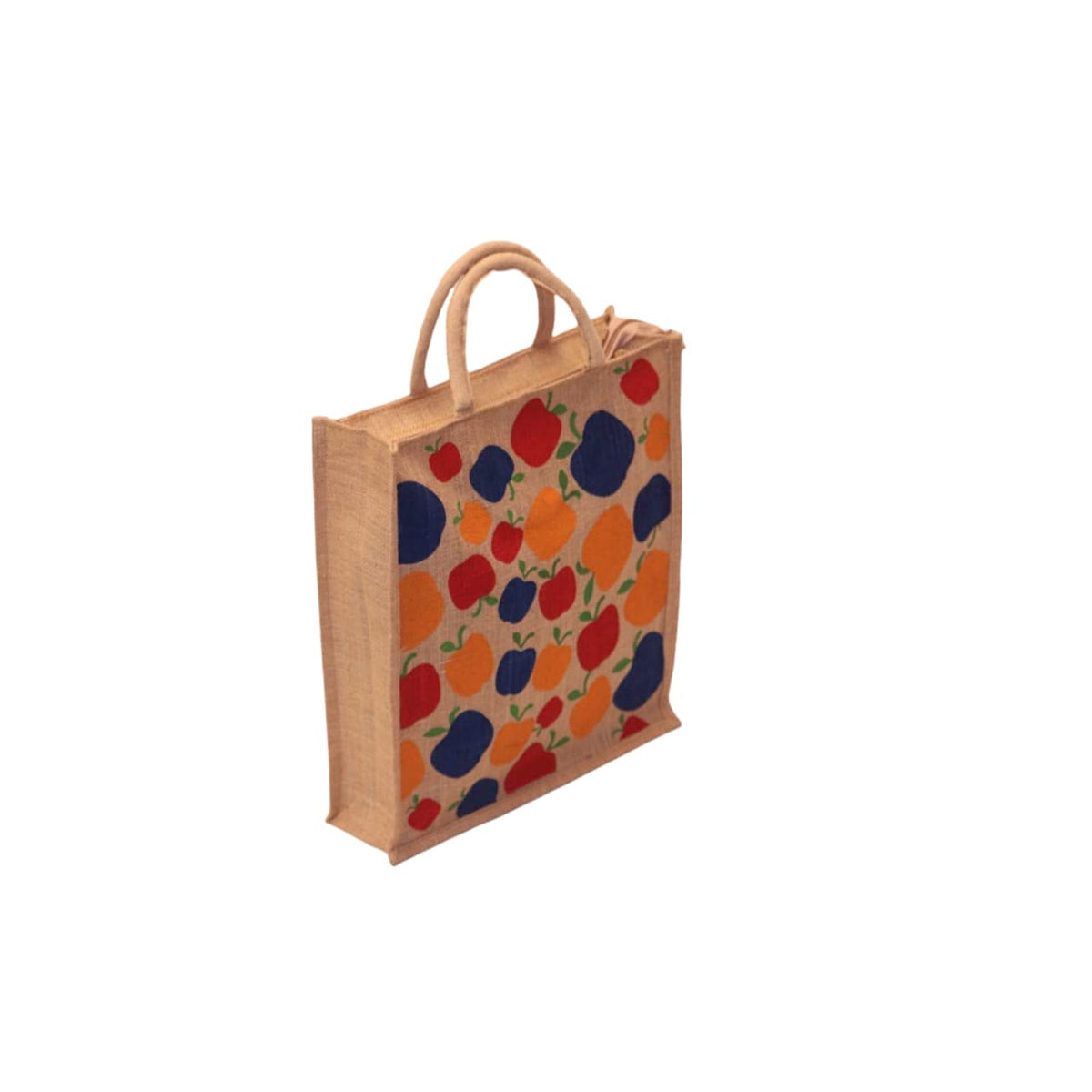 Jute Shopping Grocery Printed Bag with Cotton Rope Handle for Men and Women with Zip (Multicolor)