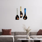 Artvibes Indian Classical Music Instrument Sitar Spoon Shape MDF Wooden Wall Hanging For Decoration | Decor Hanging Ornaments | Modern Decor Items | Artworks Hangings | Gifts (WH_5019NV), Set of 3