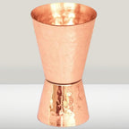 STREET MART Handcrafted Copper Jigger with Gift Set Peg Measure Cup, Double-Sided 30ml/60ml, Bar Tool peetal Jigger Engraved Design (1, Copper Hammered)