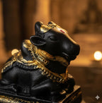 POOMEE Divine 3-Inch Resin Shivling and Nandi Ji Statue Set – Premium Handcrafted Mahadev & Nandi Bull Murti for Home Temple, Mandir, Car Dashboard, and Spiritual Gifting (Matte Black & Gold)