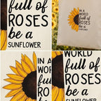 Canvas Tote Bags For Women, Sunflower Print Canvas Tote Bags with Zip, 100% Organic Cotton Tote Bag for Shopping, Travel & beach bags