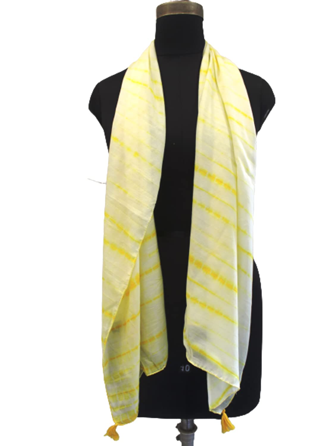 DESI BUTIK Appealing Muslin Tie-Dye Printed Lemon Yellow Everyday Light-weight Scarves/Stoles for Women SCARF97