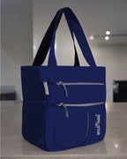WILD MODA Womens Kareena Multipurpose Shoulder & Classic Tote Bag (Blue & Grey)