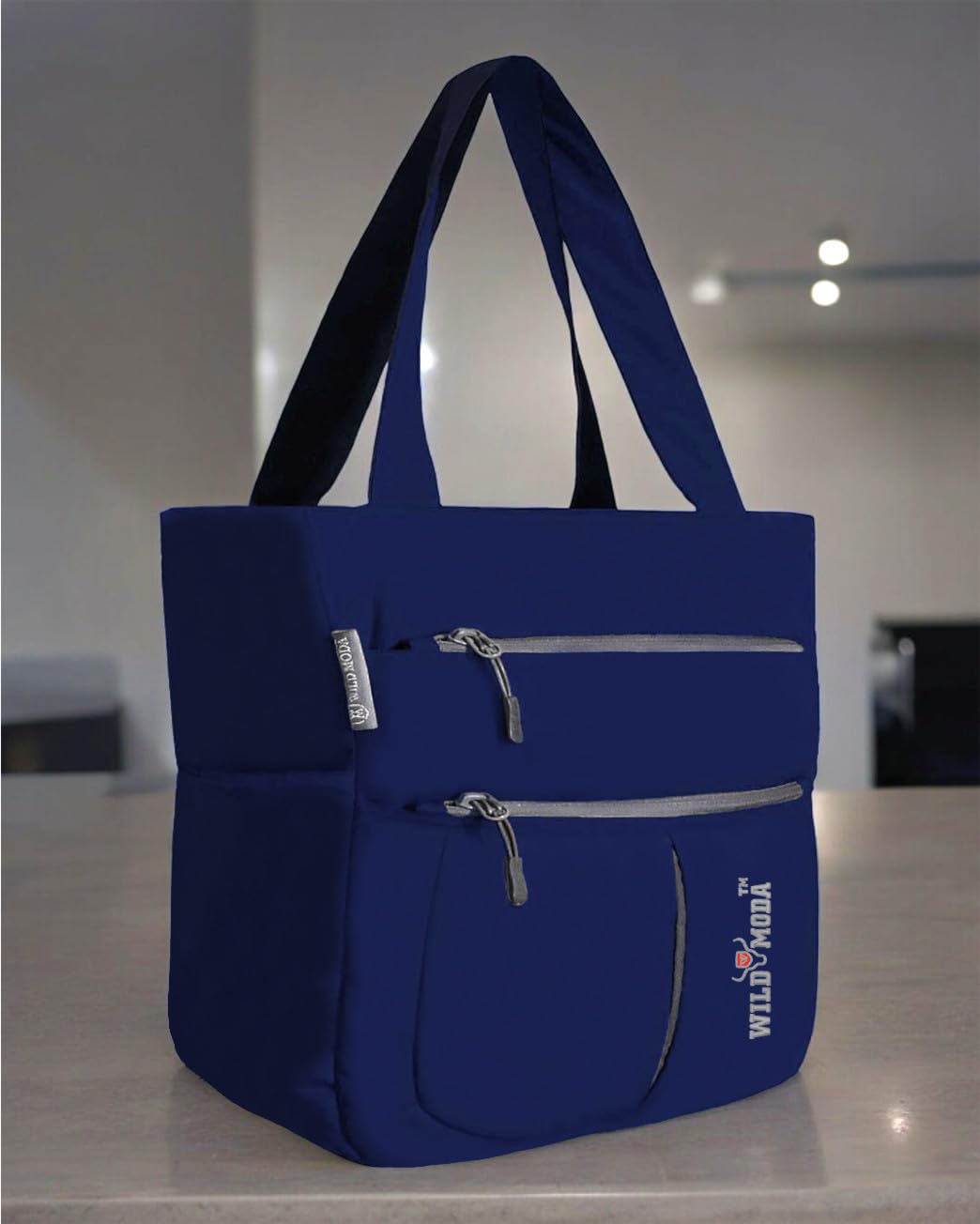 WILD MODA Womens Kareena Multipurpose Shoulder & Classic Tote Bag (Blue & Grey)