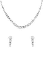 Yellow Chimes Jewellery Set for Women and Girls Traditional American Diamond Jewellery Set | Rhodium Plated AD Necklace Set for Women | Birthday Gift for girls and women Anniversary Gift for Wife ( ‎ YCADNS-24CRYCIR-WH)