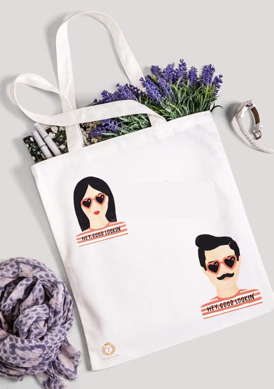 TAJNAN Reusable Tote|100% Organic Cotton Grocery Bag|Eco-Friendly, Multi-purpose|Sturdy Canvas with 15kgs Capacity|Stylish Designs (Pack of 1)