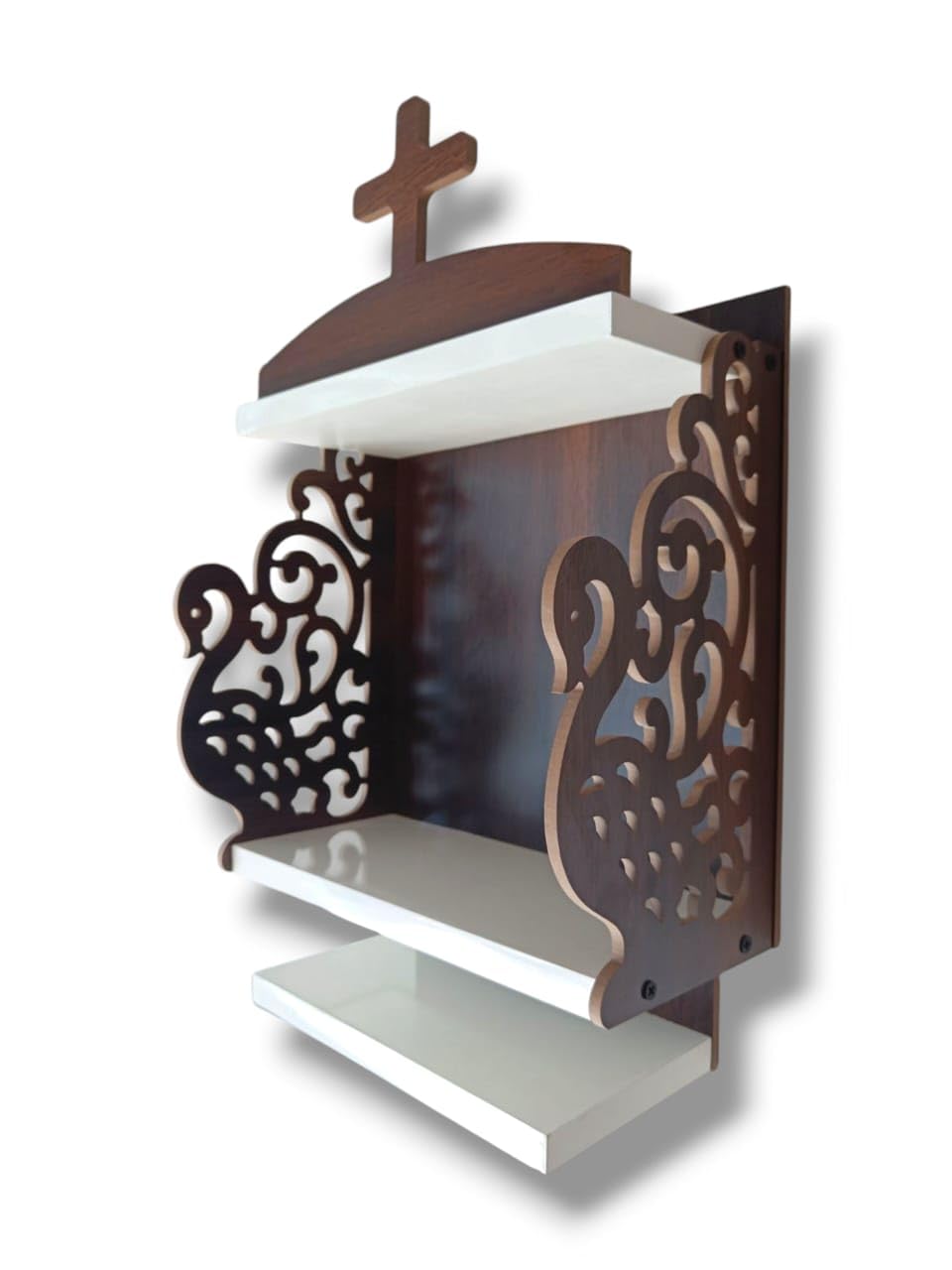 Peacock Wall Mount Christian Cross Temple, Jesus Prayer Wall Mount Temple, Christian Christ Temple, Home and Office Temple