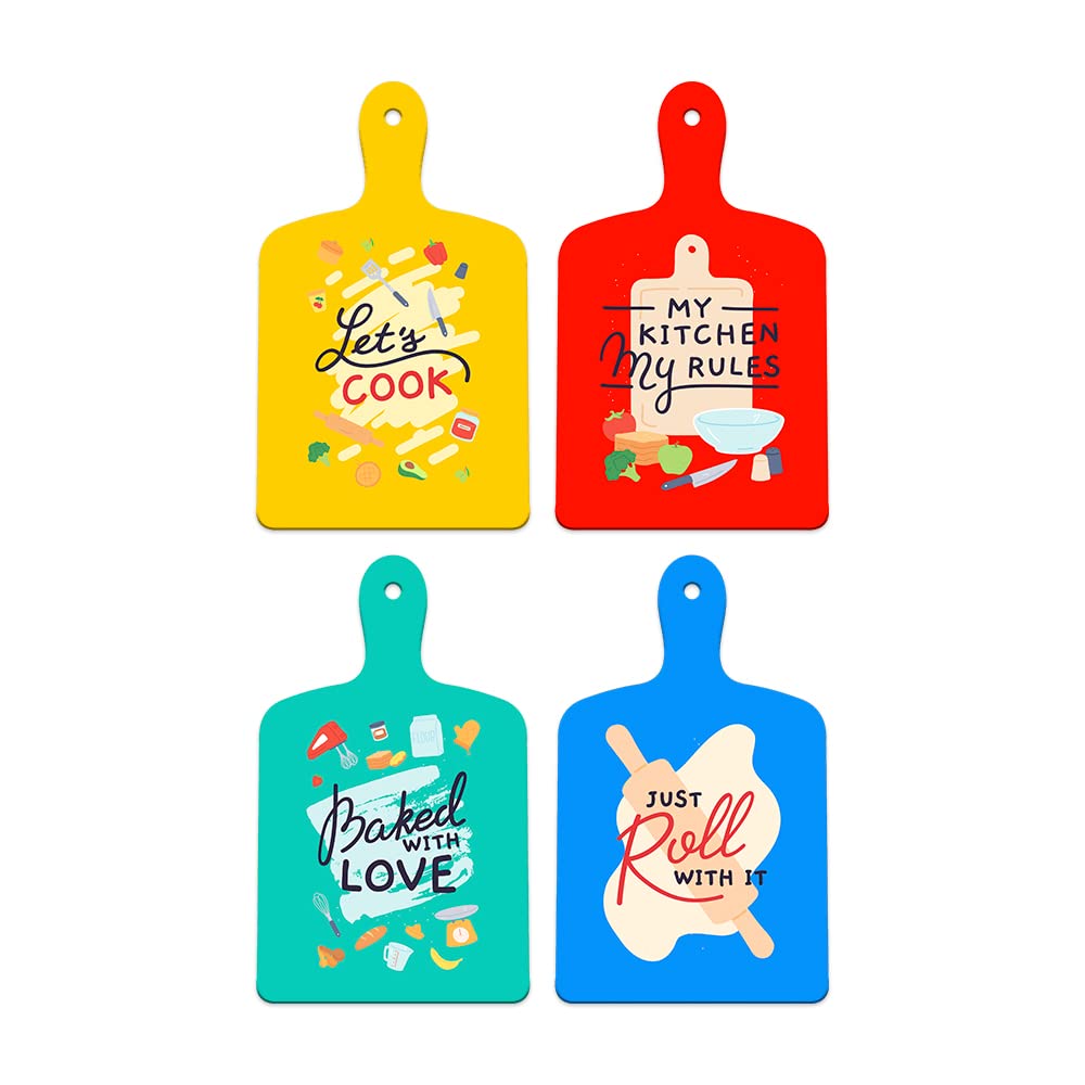 Artvibes My Kitchen My Rules Printed MDF Wooden Wall Art For Cafe | Kitchen | Restaurants | Quotes Decor | Kitchen Quotes Wall Hanging | Wall Sculpture | Signs & Plaques | Gift (WH_5607N), Set of 4