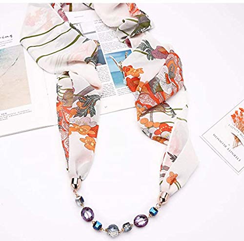 Krystle Women's Fashion Beads Pendant Scarf Necklace Stole Dupatta Stoles Muffler Wrap Scarves (Multicolor,S04)