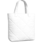 mahaveer cotton Quilted Waterproof Tote Bag | 15x15 Inch Large Shopping & Grocery Tote | Open-Top Classic Carry Bag for Daily Use | Multi-Purpose Reusable Handbag for Women, White