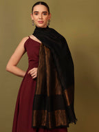 Pashmoda Women Midnight Bronze Reversible Zari Moonlight Fine Wool Stole (Size : 28x80in, 71X203cm) ZSST04