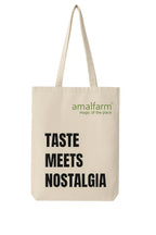 Amalfarm Cotton Canvas Tote Bag – 12x16x2 inch | Eco-Friendly Reusable Shopping Bag with Handle | “Taste Meets Nostalgia” Print | Sturdy & Lightweight for Daily Use, Grocery, Books & More