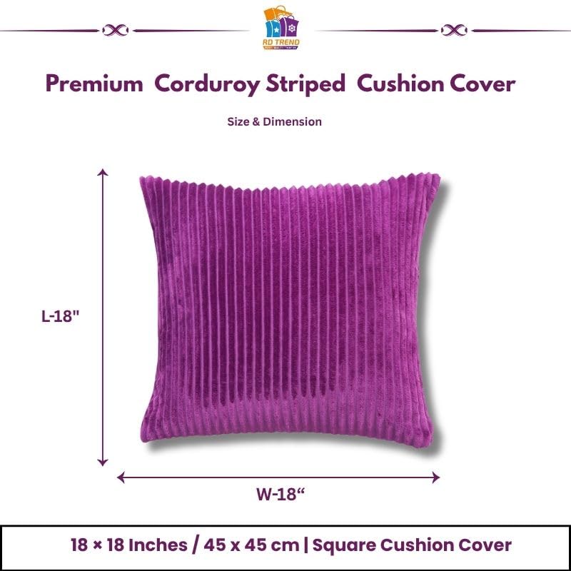RD TREND® Cushion Cover Set of 2, Decorative Sofa Living Room Home Square Cushion Covers 18 Inch x 18 Inch, Aesthetic Corduroy Striped Double Sided (Dark Pink)