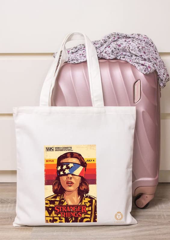 TAJNAN Reusable Tote Bags|100% Organic Cotton Grocery Bag|Eco-Friendly, Multi-Purpose Bag|Sturdy Canvas Bag with 15kgs Capacity | Multiple Stylish Designs,Pack of 1 - Best Gift for Valentines