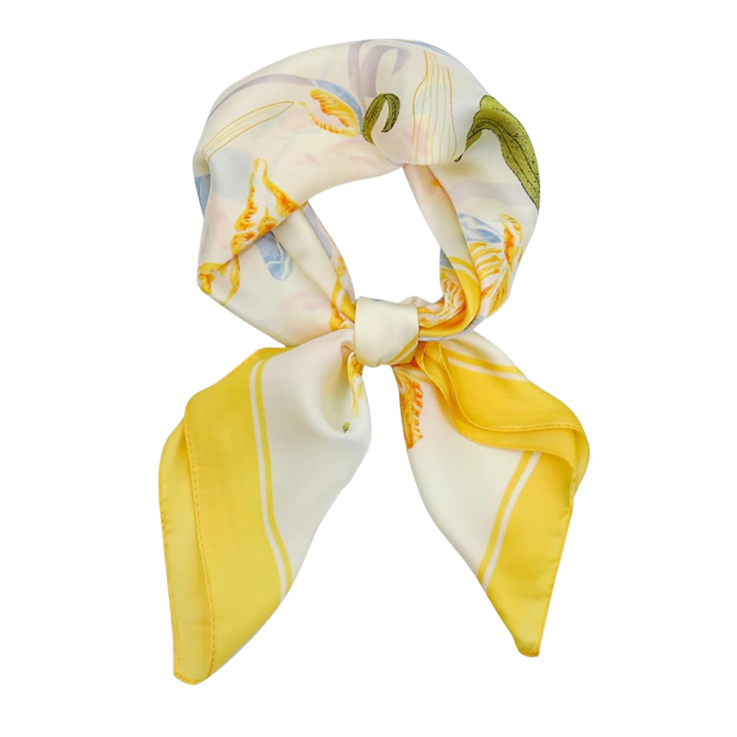 Flavizo Neck Head Scarf for Women, Satin Silk Head Scarf – 27'' Square Elegant Floral Necktie Ribbon, Hair, Neck, and Handbag Accessory