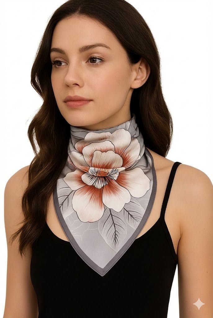 Wirkqeez Women Floral Scarf Soft Elegant Printed Stole, Lightweight Fashion Wrap Shawl, Single Flower