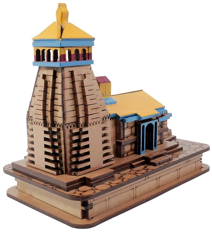 SriMaa Ventures: Shri Kedarnath Dham Temple in Wood Color 3D Model Mandir Statue - Fully Polished and Hand Crafted for Home, Temple, Office Desk, Gift, CarDashboard
